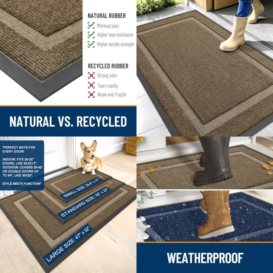 Front Door Mat Indoor Outdoor Entrance, Waterproof All-Season, All-Weather Doormat, Sturdy Natural Rubber, Fade Resistant, Low
Front Door Mat Indoor Outdoor Entrance, Waterproof All-Season, All-Weather Doormat, Sturdy Natural Rubber, Fade Resistant, Low