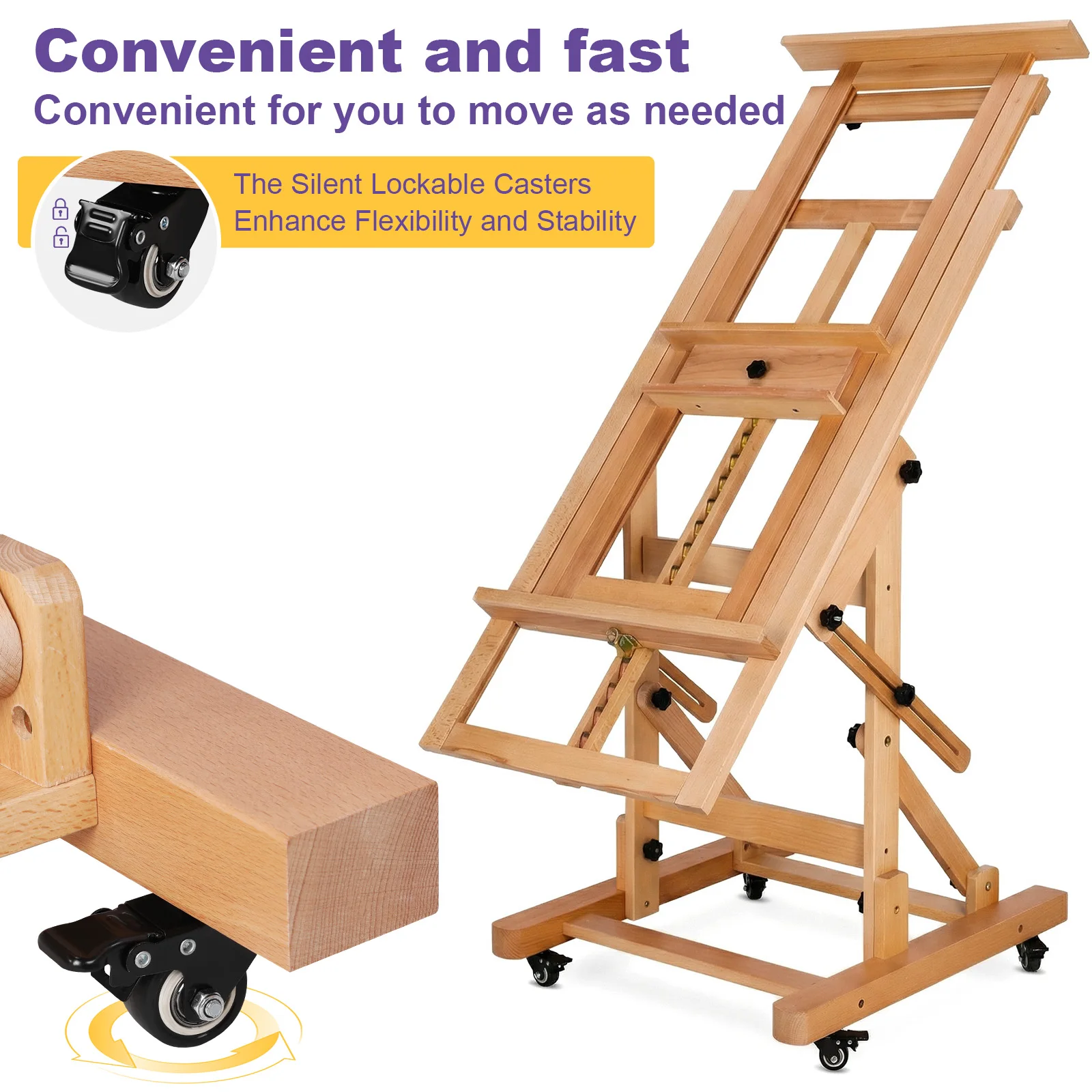 Movable Large Painting Easel with 4 Lockable Wheels Holds Canvas Art Up To 78.7In High for /Home/Studio/Outdoor
Movable Large Painting Easel with 4 Lockable Wheels Holds Canvas Art Up To 78.7In High for /Home/Studio/Outdoor
