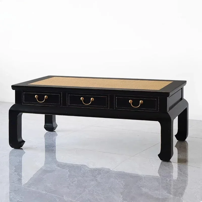 Old elm rattan mat coffee table all solid wood simple coffee table
Old elm rattan mat coffee table all solid wood simple coffee table