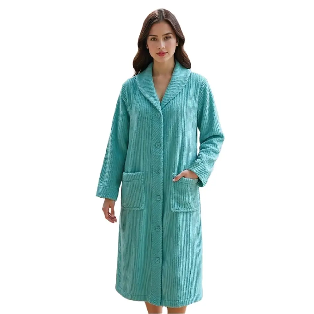 Women’s Plush Fleece Robe, Mid-Length Button Front Bathrobe with Shawl Collar – Soft Coral Fleece Robe
Women’s Plush Fleece Robe, Mid-Length Button Front Bathrobe with Shawl Collar – Soft Coral Fleece Robe