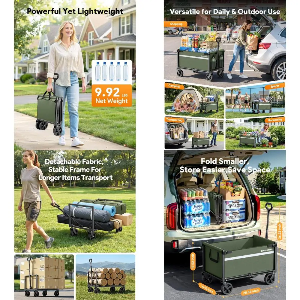 Folding Utility Wagon with 220LBS Capacity, Ideal for Outdoor, Grocery, and Garden Use, Green
Folding Utility Wagon with 220LBS Capacity, Ideal for Outdoor, Grocery, and Garden Use, Green
