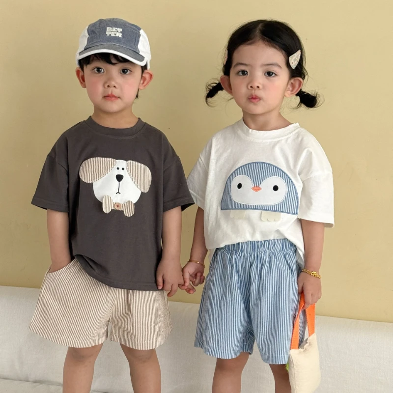 Children's Summer Cotton 2026 New Cartoon Animal Pattern Top and Striped Shorts Brother and Sister Set
Children's Summer Cotton 2026 New Cartoon Animal Pattern Top and Striped Shorts Brother and Sister Set