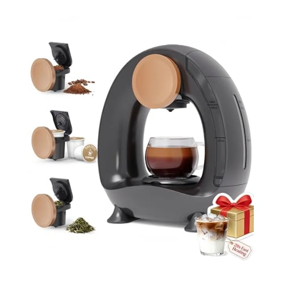 3 in 1 Single Serve Coffee Maker for K Cup Black Ground Coffee and Tea Leaves 1400W 20s Fast Heating Mini K Cup Coffee Brewer O
3 in 1 Single Serve Coffee Maker for K Cup Black Ground Coffee and Tea Leaves 1400W 20s Fast Heating Mini K Cup Coffee Brewer O