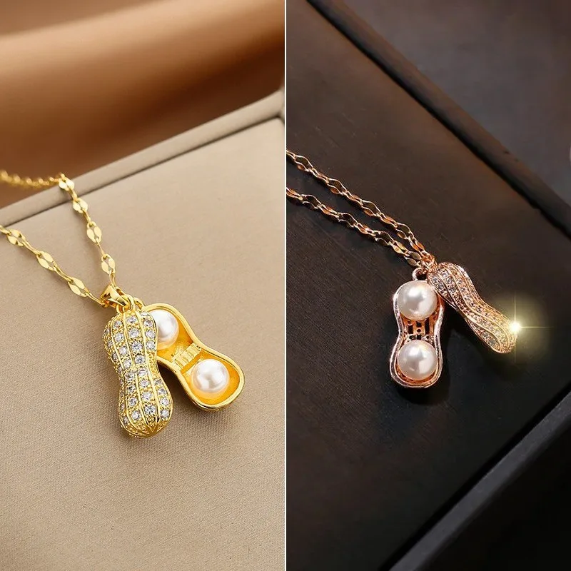 Titanium steel peanut pendant necklace, student Instagram influencer, same style, simple collarbone chain accessory, female
Titanium steel peanut pendant necklace, student Instagram influencer, same style, simple collarbone chain accessory, female