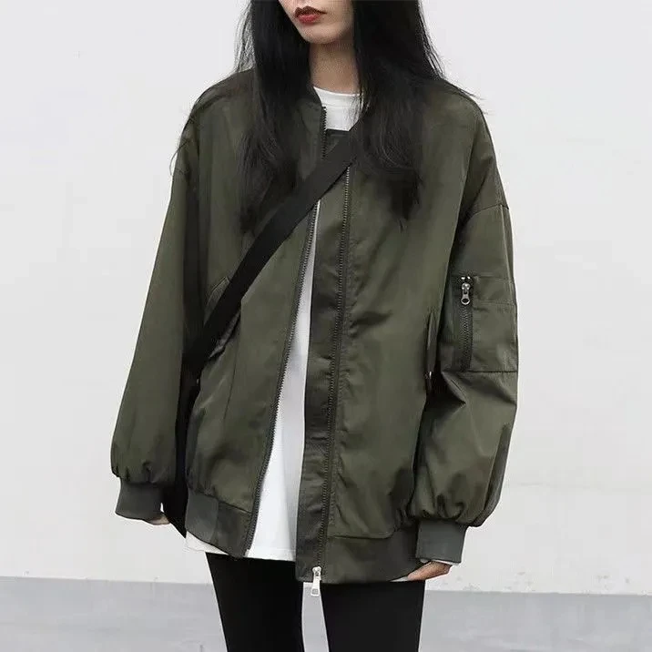 Y2K Autumn Oversized Solid Bomber Jacket Women Bf Harajuku Long Sleeve Stand Collar Zipper Coats Fashion Loose Casual Outerwear
Y2K Autumn Oversized Solid Bomber Jacket Women Bf Harajuku Long Sleeve Stand Collar Zipper Coats Fashion Loose Casual Outerwear
