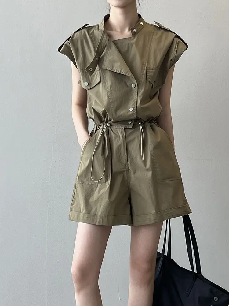 Women's Workwear Style Rivet Short-sleeved Jumpsuits Female Summer Streetwear Simple Casual Wide-leg Straight Short Playsuits
Women's Workwear Style Rivet Short-sleeved Jumpsuits Female Summer Streetwear Simple Casual Wide-leg Straight Short Playsuits