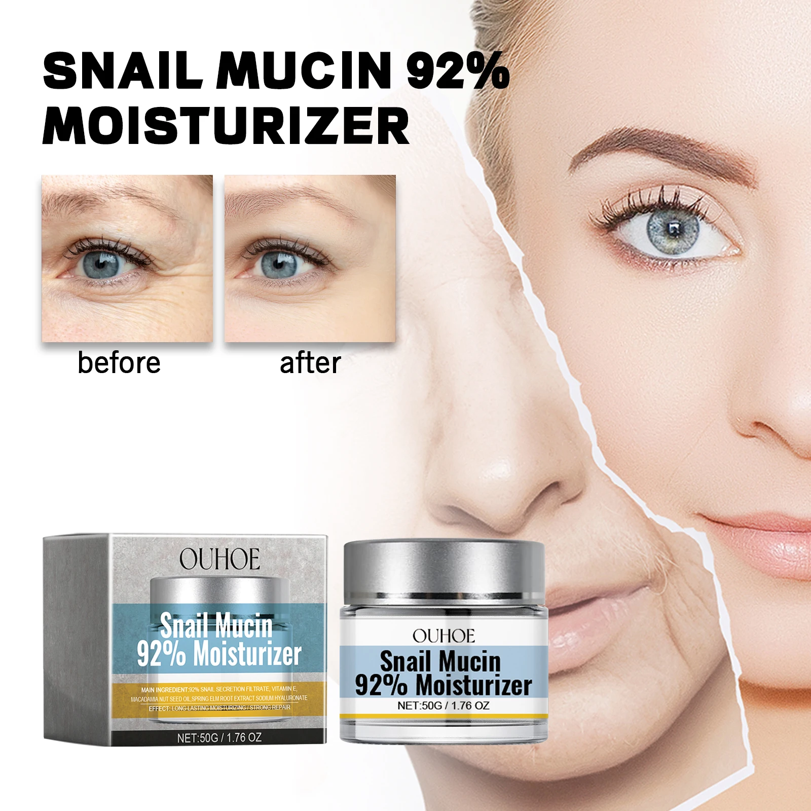 Snail Mucin Cream Argan Seed Oil Moisturizing Nourishing Repairing Lighten Fine Lines Lifting Firming Skin Care Day Cream
Snail Mucin Cream Argan Seed Oil Moisturizing Nourishing Repairing Lighten Fine Lines Lifting Firming Skin Care Day Cream