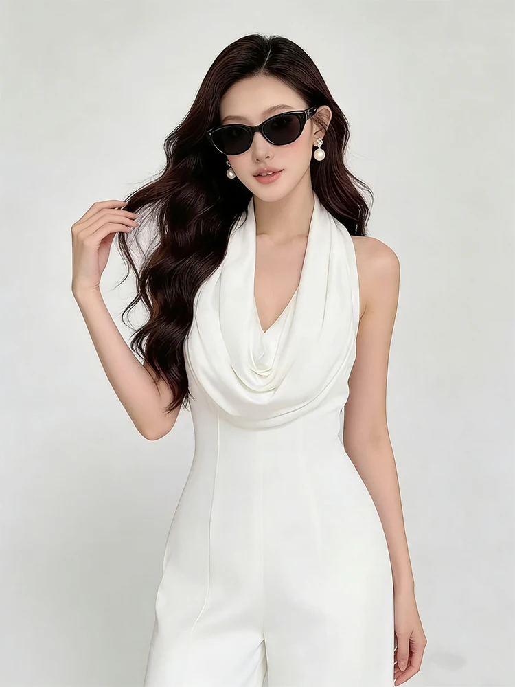 Fashionable High-Waist Wide-Leg One-Piece Women's Suit Neck Hanging Design Slimming Long Pants Elegant Lady Goddess Style
Fashionable High-Waist Wide-Leg One-Piece Women's Suit Neck Hanging Design Slimming Long Pants Elegant Lady Goddess Style
