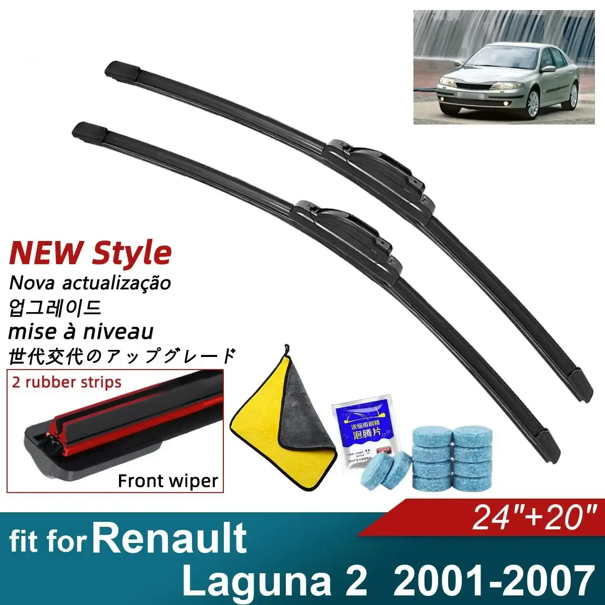 Double Rubber Car Wiper Blades for 2001-2007 Renault Laguna 2 Front Rear Windscreen Windshield Wipers Car Accessories
Double Rubber Car Wiper Blades for 2001-2007 Renault Laguna 2 Front Rear Windscreen Windshield Wipers Car Accessories