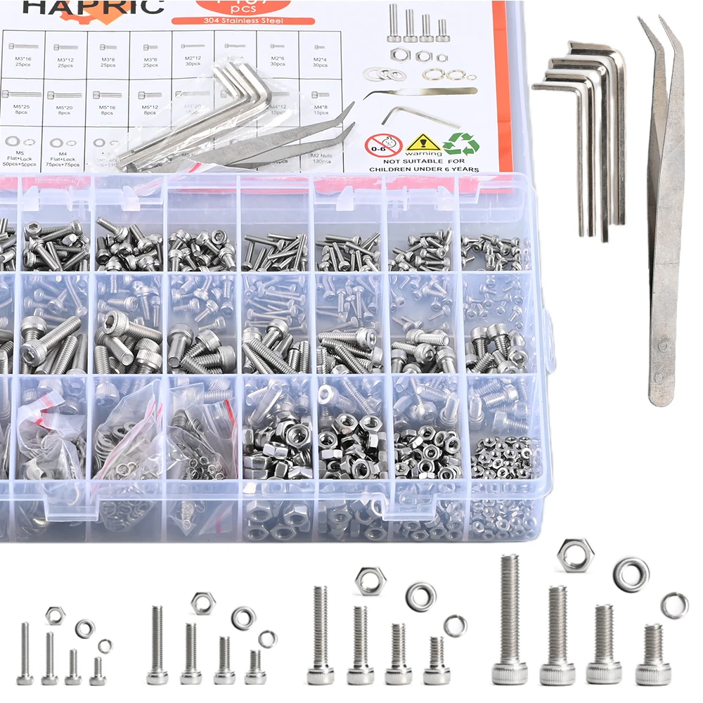 1407Pcs M2 M3 M4 M5 Hex Head Cup Nuts And Bolts Set with Wrench And Pliers Stainless Steel 304 including Washers for Home Repair
1407Pcs M2 M3 M4 M5 Hex Head Cup Nuts And Bolts Set with Wrench And Pliers Stainless Steel 304 including Washers for Home Repair