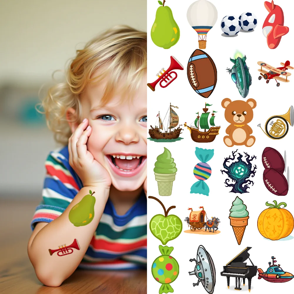 54pcs Temporary Tattoo Waterproof Long-lasting Body Stickers Alien Spaceship Hot Air Balloon Teddy Bear For Children Shoulders
54pcs Temporary Tattoo Waterproof Long-lasting Body Stickers Alien Spaceship Hot Air Balloon Teddy Bear For Children Shoulders