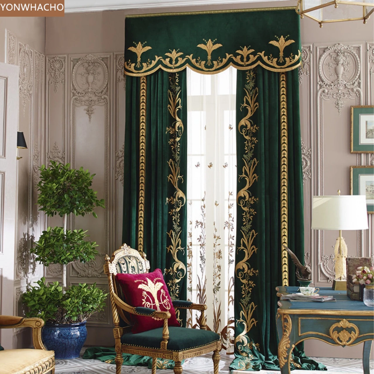 luxury villa embroidered green thick velvet cloth blackout curtain valance B640
luxury villa embroidered green thick velvet cloth blackout curtain valance B640