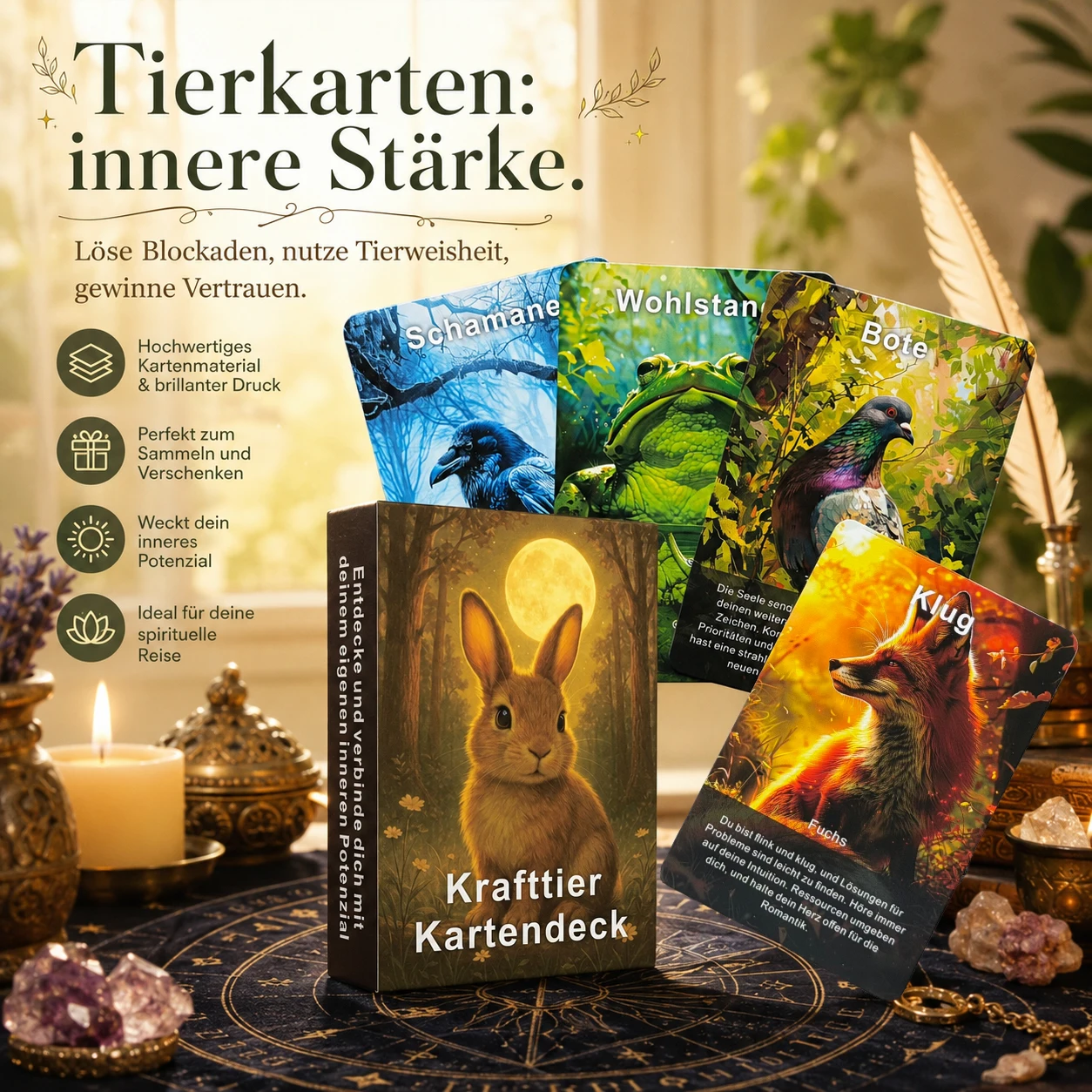 German Animal Oracle Card Set, 48 Tarot Cards, Spiritual Guidance, Inner Awakening, Meditation, Divination, Self-Exploration
German Animal Oracle Card Set, 48 Tarot Cards, Spiritual Guidance, Inner Awakening, Meditation, Divination, Self-Exploration