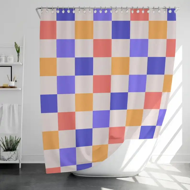 Checkerboard Color Block Shower Curtain, Colorful Geometric Bathroom Decor, Modern Retro Grid
Checkerboard Color Block Shower Curtain, Colorful Geometric Bathroom Decor, Modern Retro Grid