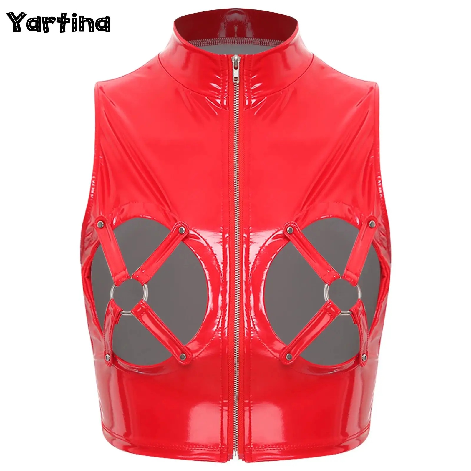 Sexy Womens Lingerie Open Chest Tank Tops Patent Leather Latex Crop Top Hollow Out O-ring Hot Sexy Zipper Bare Breast Tank Top
Sexy Womens Lingerie Open Chest Tank Tops Patent Leather Latex Crop Top Hollow Out O-ring Hot Sexy Zipper Bare Breast Tank Top