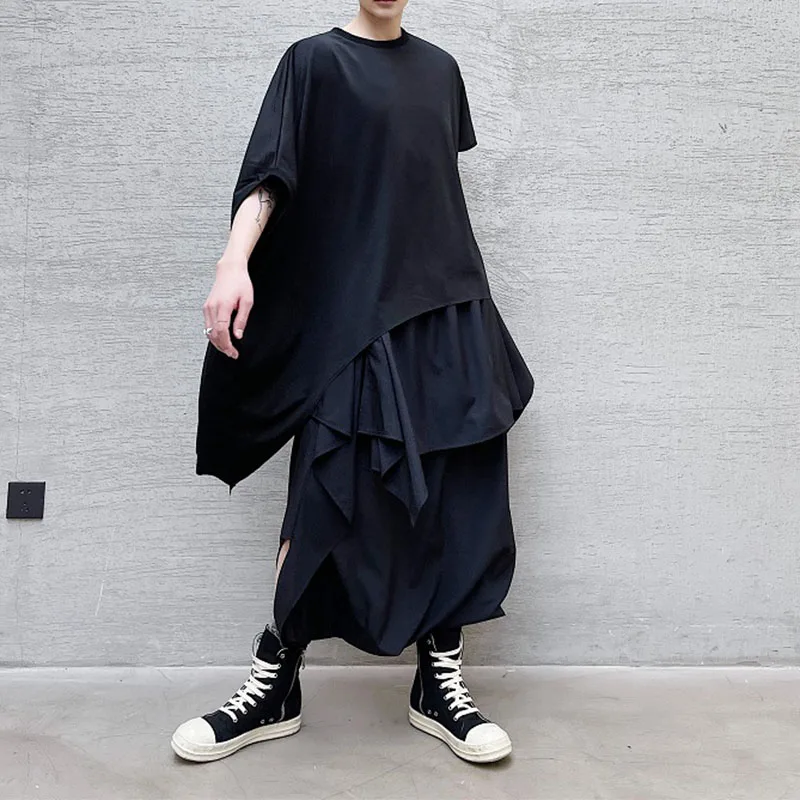 Dark Spring And Summer Niche Designer Models Left And Right Irregular Hem Short-sleeved T-shirt Men's Stage Design Top
Dark Spring And Summer Niche Designer Models Left And Right Irregular Hem Short-sleeved T-shirt Men's Stage Design Top