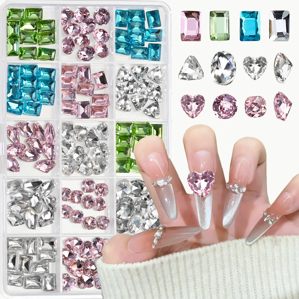15Grids Multicolor Nail Art Rhinestones Mixed Square Heart Round Glass Diamond Nails Charms Sparkling Gemstone for DIY Manicure
15Grids Multicolor Nail Art Rhinestones Mixed Square Heart Round Glass Diamond Nails Charms Sparkling Gemstone for DIY Manicure