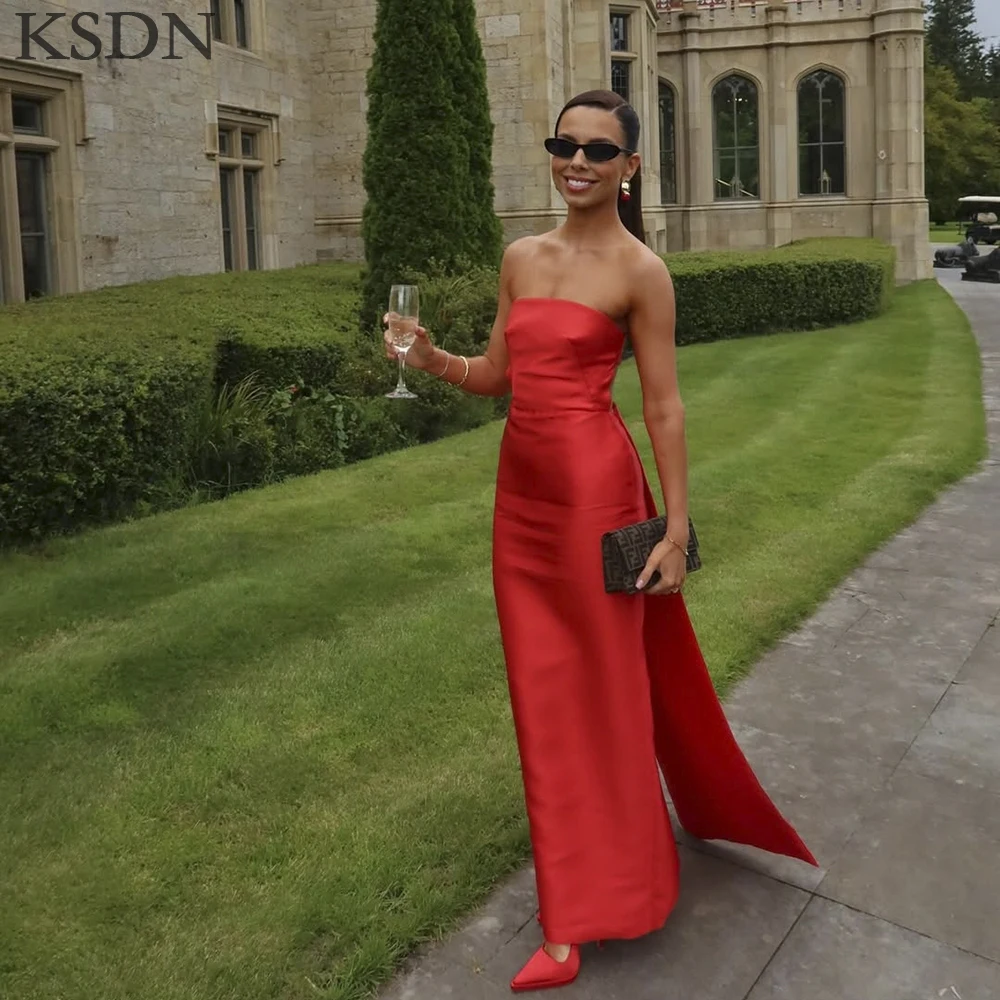 KSDN Elegant Evening Dresses Formal Strapless Floor Length Sweep Train Satin Dress Customzied Luxury Sleeveless Gowns Vestidos
KSDN Elegant Evening Dresses Formal Strapless Floor Length Sweep Train Satin Dress Customzied Luxury Sleeveless Gowns Vestidos