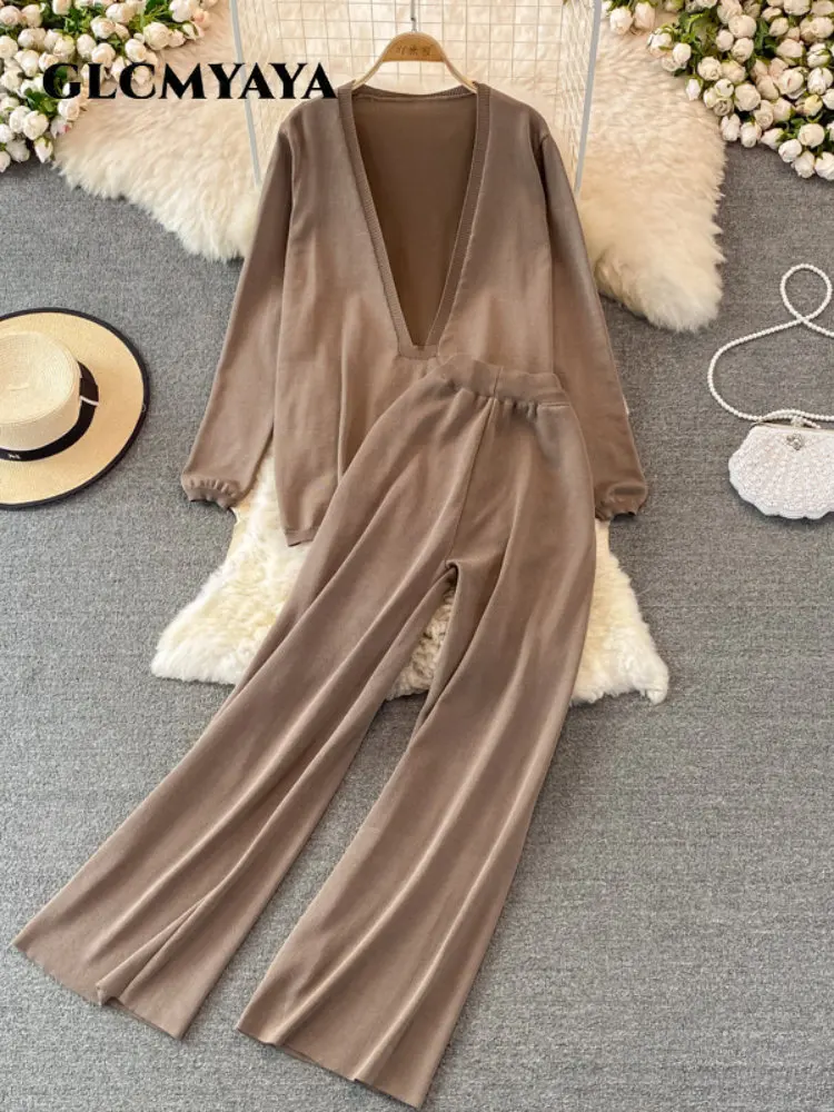 GLCMYAYA Elegant Chic Knit Rib Women Wide Leg Pants Suit and Deep V-neck Sweater Outfit 2023 Street Female INS Two 2 Piece Set
GLCMYAYA Elegant Chic Knit Rib Women Wide Leg Pants Suit and Deep V-neck Sweater Outfit 2023 Street Female INS Two 2 Piece Set