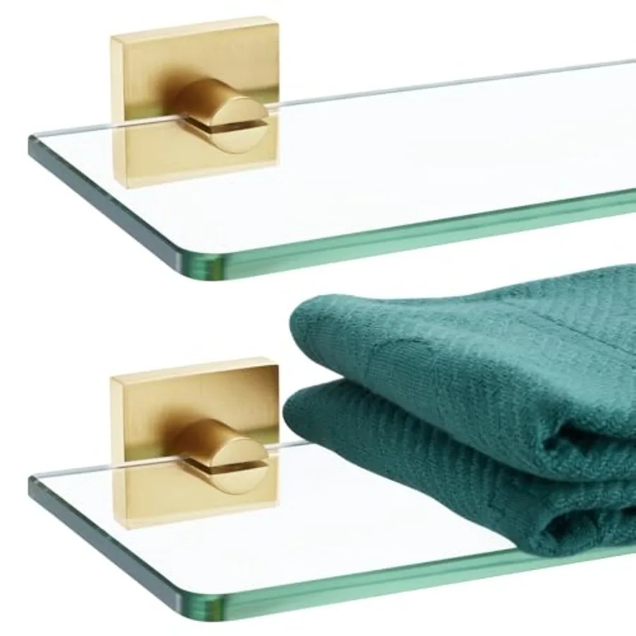 Wall Shelves Tempered Glass Shelf Floating Rack for Kitchen Bathroom Shower Storage Decor 2 Pack Gold Stainless Steel B1107BG-L
Wall Shelves Tempered Glass Shelf Floating Rack for Kitchen Bathroom Shower Storage Decor 2 Pack Gold Stainless Steel B1107BG-L