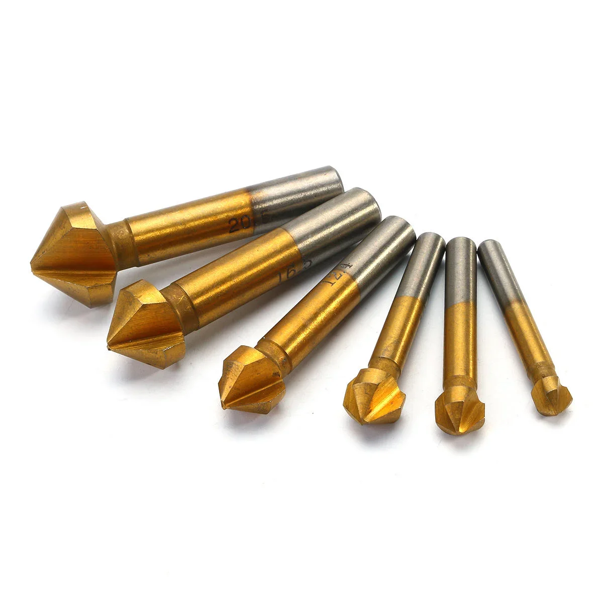 6pcs 3 Flute Titanium Chamfer 90 Degree Chamfering End Mill Cutter Countersink Drill Bit
6pcs 3 Flute Titanium Chamfer 90 Degree Chamfering End Mill Cutter Countersink Drill Bit