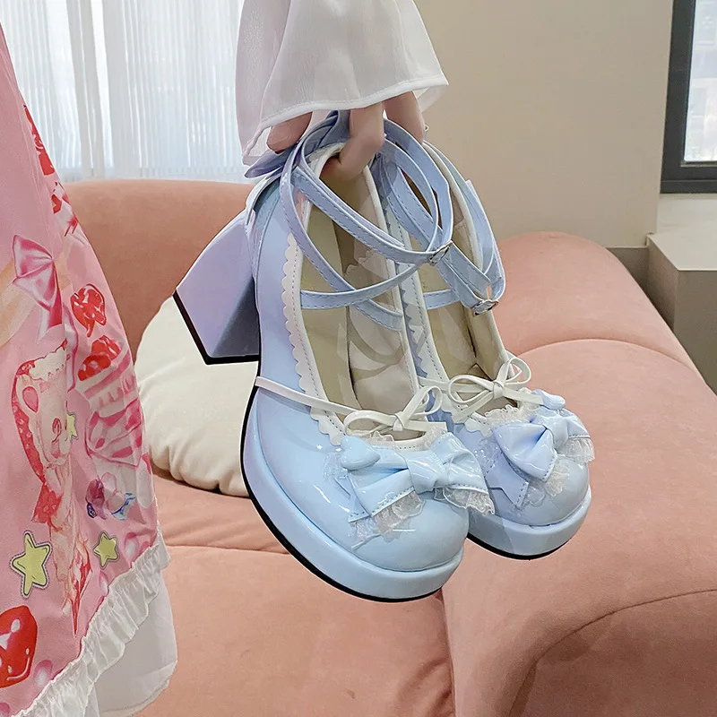 Women Platform Lolita Shoes Bow Mary Janes Shoes Party High Heels Trend Leather Shoes Lace Fashion Chunky Heeled Pumps
Women Platform Lolita Shoes Bow Mary Janes Shoes Party High Heels Trend Leather Shoes Lace Fashion Chunky Heeled Pumps