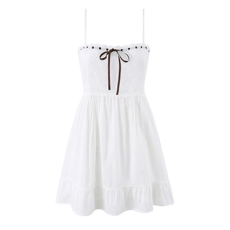YENKYE Sexy Sling Floral Embroidery White Mini Dress For Pretty Girl High Waist A-line Cotton Sundress Beach Holiday Summer Robe
YENKYE Sexy Sling Floral Embroidery White Mini Dress For Pretty Girl High Waist A-line Cotton Sundress Beach Holiday Summer Robe