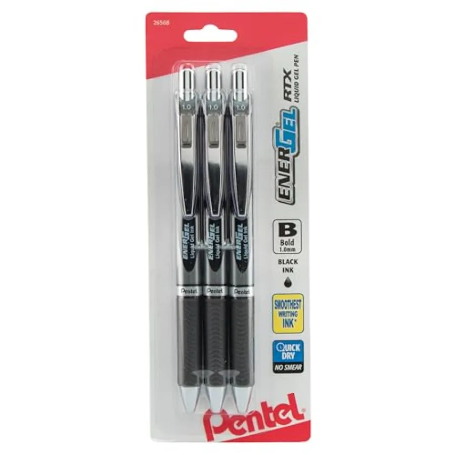 EnerGel RTX Retractable Liquid Gel Pen,,Bold Line, Metal Tip, Ink, Pack of 3 (BL80BP3A
EnerGel RTX Retractable Liquid Gel Pen,,Bold Line, Metal Tip, Ink, Pack of 3 (BL80BP3A