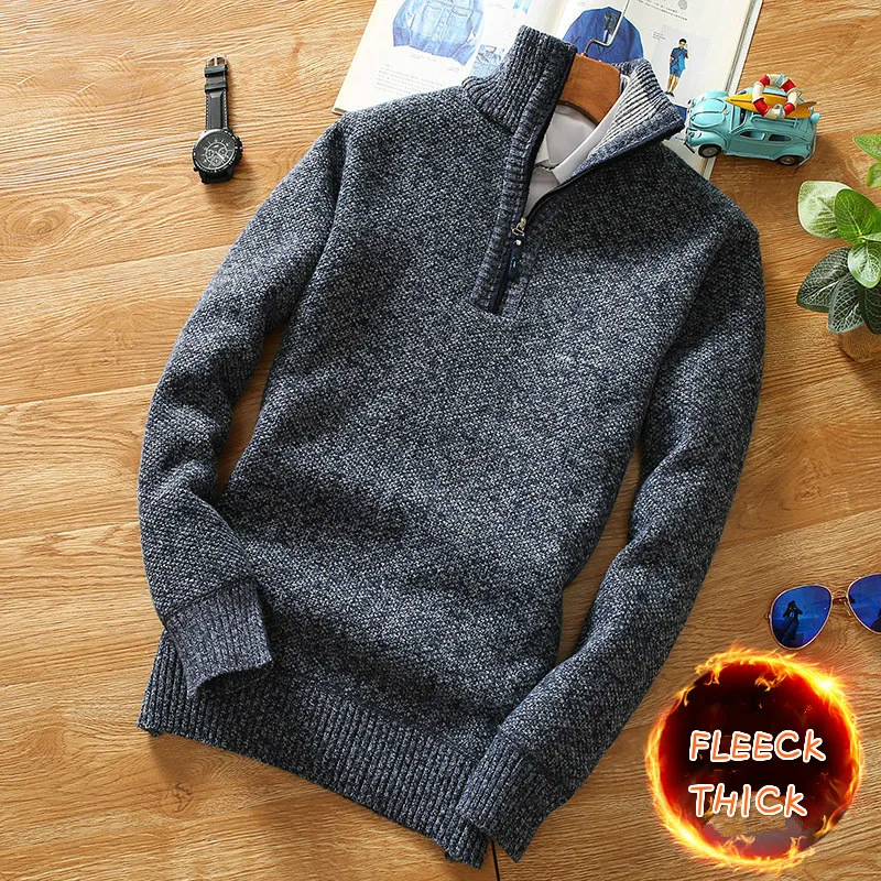 Winter Men's Fleece Thicker Sweater Half Zipper Turtleneck Warm Pullover Quality Male Slim Knitted Wool Sweaters for Spring 4Xl
Winter Men's Fleece Thicker Sweater Half Zipper Turtleneck Warm Pullover Quality Male Slim Knitted Wool Sweaters for Spring 4Xl
