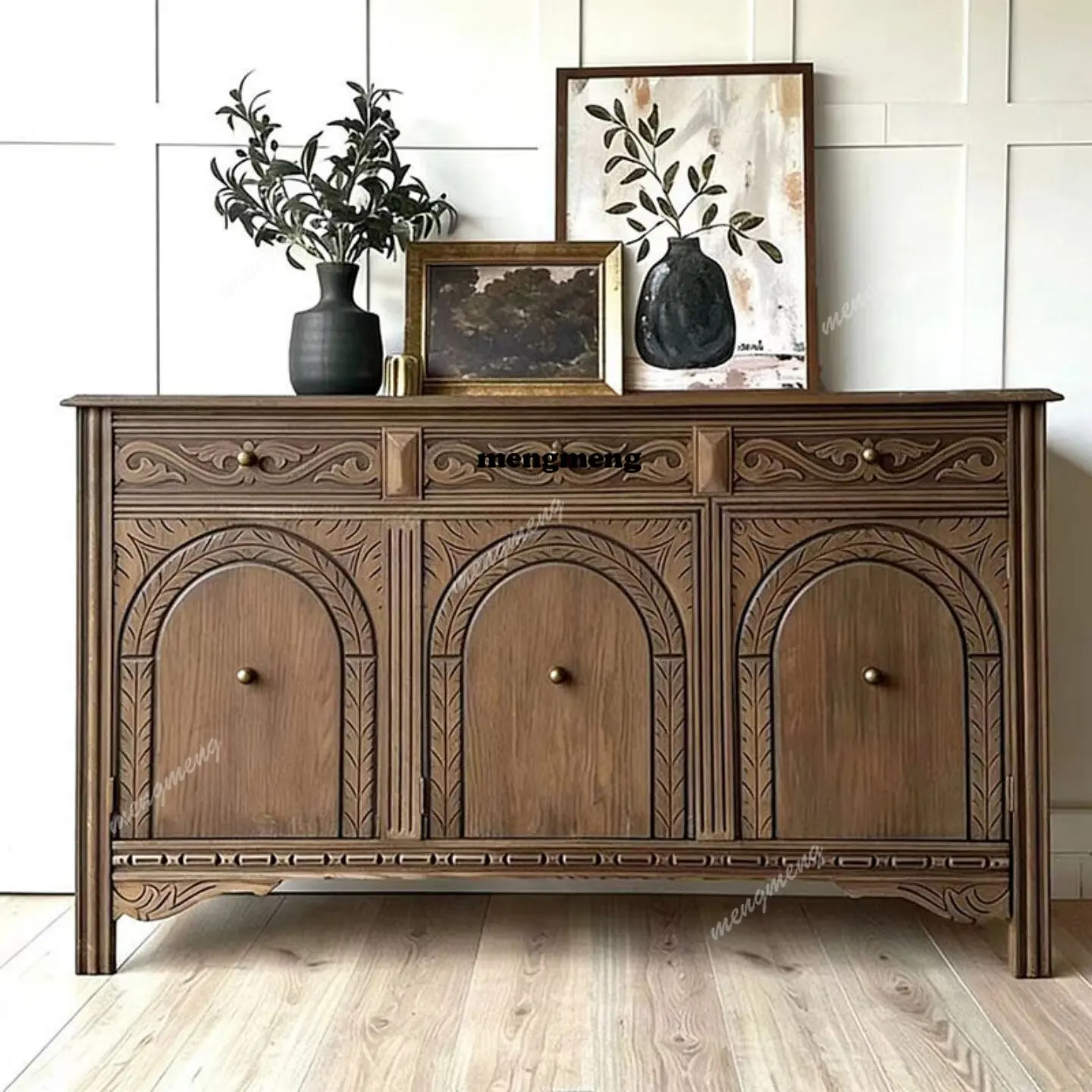 Retro and old carved dining side cabinet integrated against the wall, living room entrance decorative cabinet, bedroom locker
Retro and old carved dining side cabinet integrated against the wall, living room entrance decorative cabinet, bedroom locker