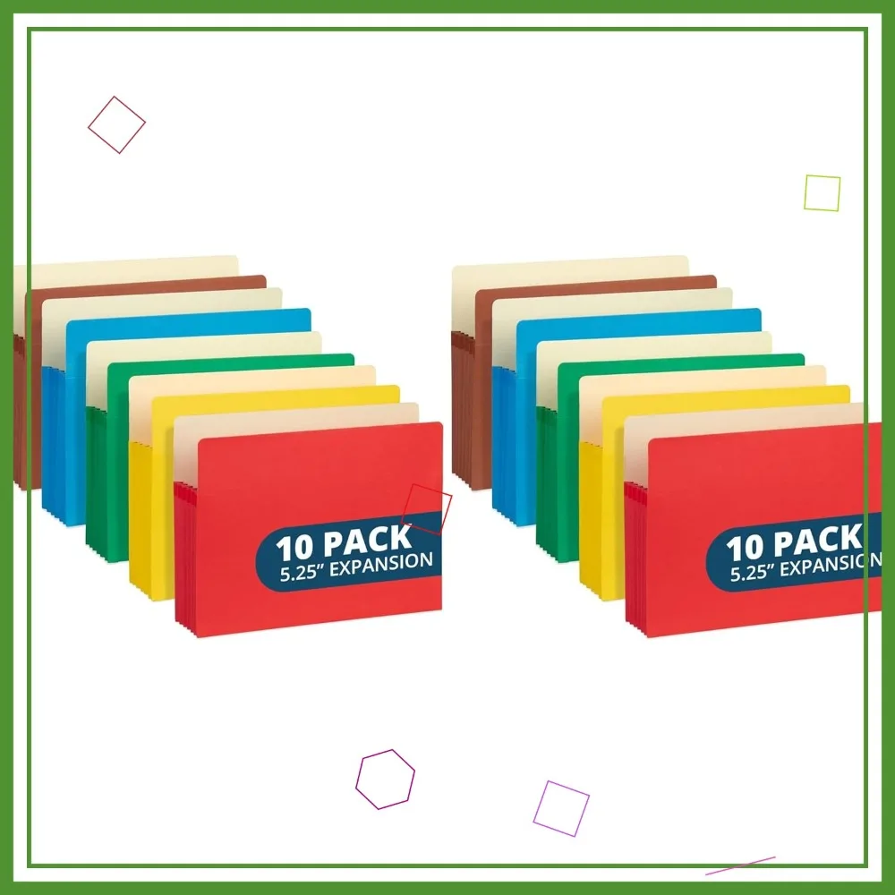 10 Expanding File Pockets Letter Size, Accordion File Folders 5.25" Expandable, Assorted Colors Pack of 2
10 Expanding File Pockets Letter Size, Accordion File Folders 5.25" Expandable, Assorted Colors Pack of 2
