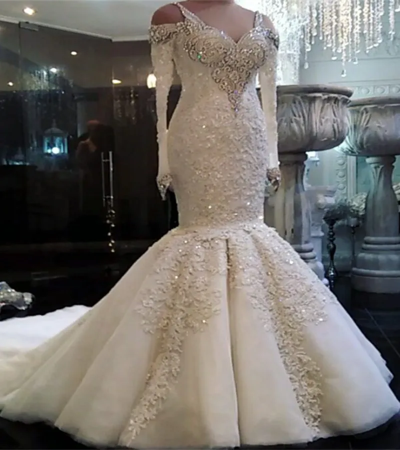 Gorgeous Mermaid Wedding Dress 2025 Off the Shoulder Long Sleeeves Beads Lace Bride Gowns Arabic Dubai Vestidos De Novia
Gorgeous Mermaid Wedding Dress 2025 Off the Shoulder Long Sleeeves Beads Lace Bride Gowns Arabic Dubai Vestidos De Novia