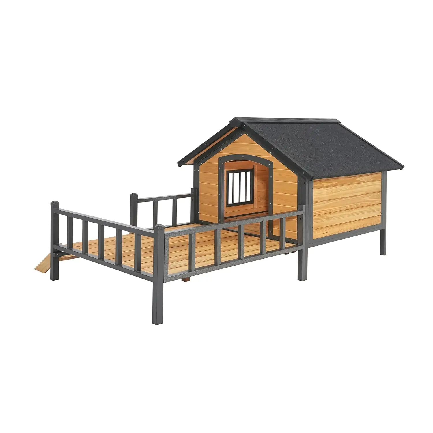Weatherproof Large Dog House Elevated Floor Porch Iron Frame Wooden Kennel Outdoor 67"x43"x33", Custom
Weatherproof Large Dog House Elevated Floor Porch Iron Frame Wooden Kennel Outdoor 67"x43"x33", Custom
