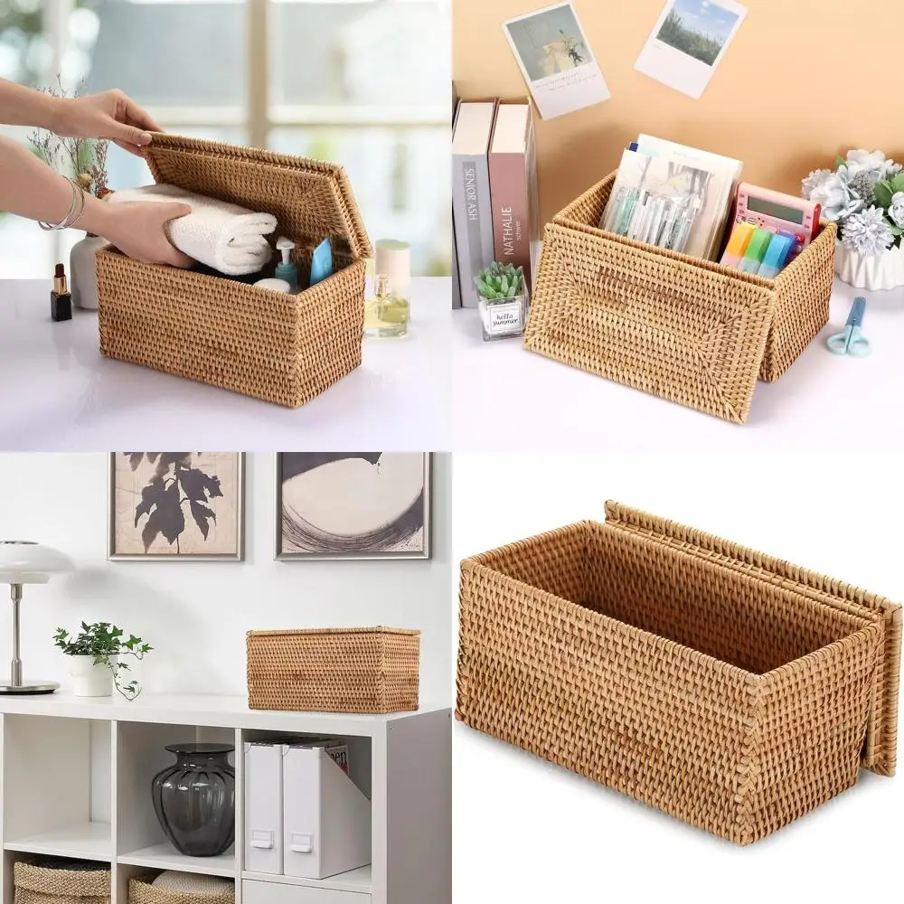 Handwoven Wicker Storage Baskets with Lid, 11.8 x 6.2 x 6.1, for Home Decor and Organization
Handwoven Wicker Storage Baskets with Lid, 11.8 x 6.2 x 6.1, for Home Decor and Organization