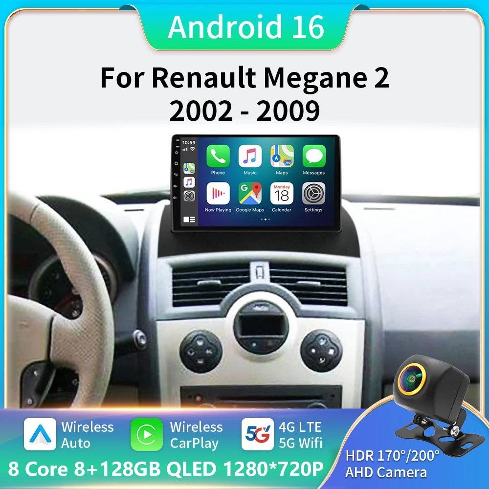 Car Radio For Renault Megane 2 2002-2009 Multimedia Video Player Wireless Carplay Android Auto GPS DSP Stereo 2 Din 5G+WIFI DVD
Car Radio For Renault Megane 2 2002-2009 Multimedia Video Player Wireless Carplay Android Auto GPS DSP Stereo 2 Din 5G+WIFI DVD