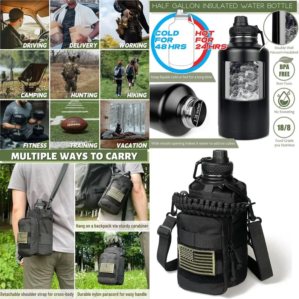 Half-Gallon Insulated Stainless Steel Water Bottle with Carrying Strap for Gym, Sports, and Hiking
Half-Gallon Insulated Stainless Steel Water Bottle with Carrying Strap for Gym, Sports, and Hiking