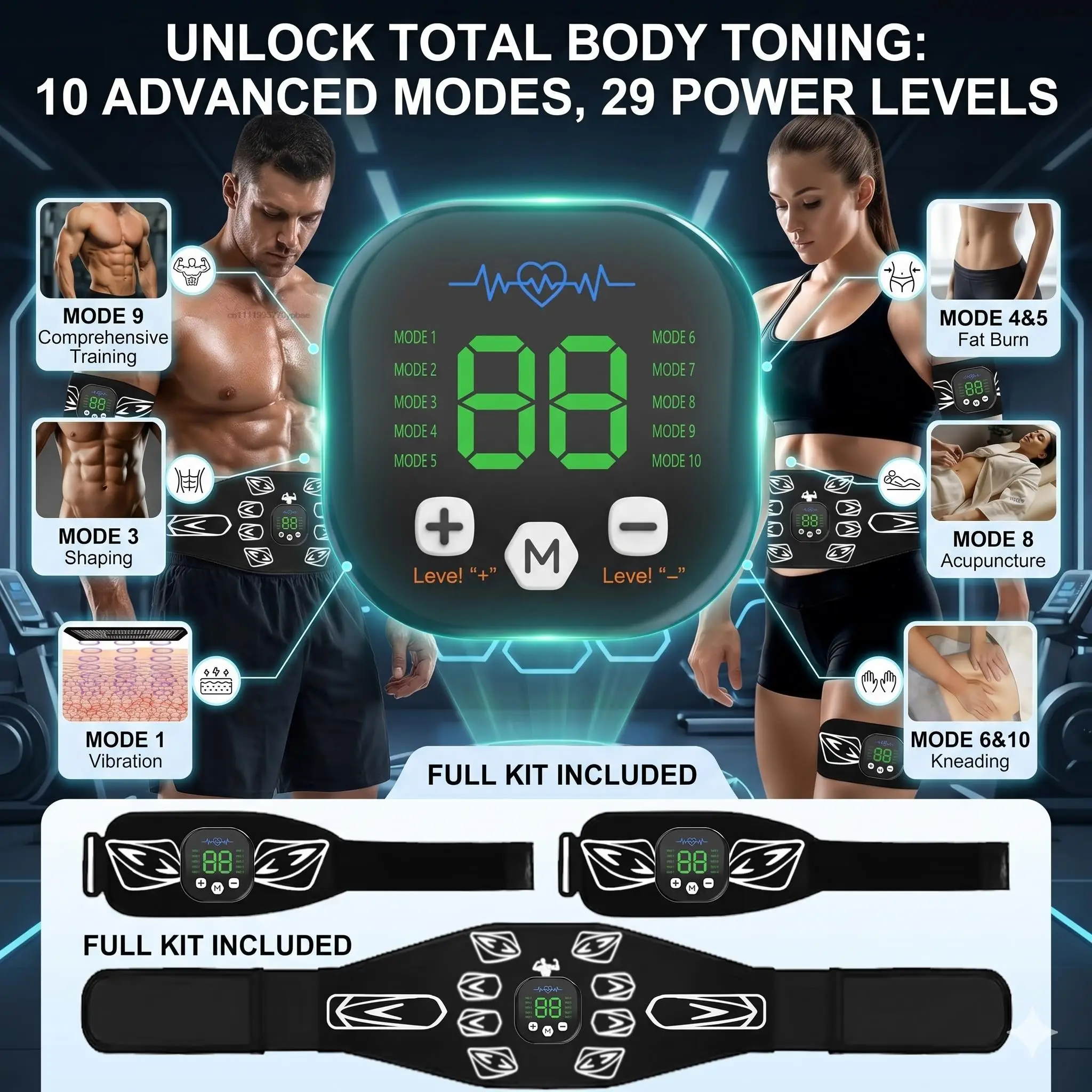EMS Muscle Stimulator - Abdominal Toning Belt Ab Trainer Core Strength Workout Home Fitness Equipment
EMS Muscle Stimulator - Abdominal Toning Belt Ab Trainer Core Strength Workout Home Fitness Equipment