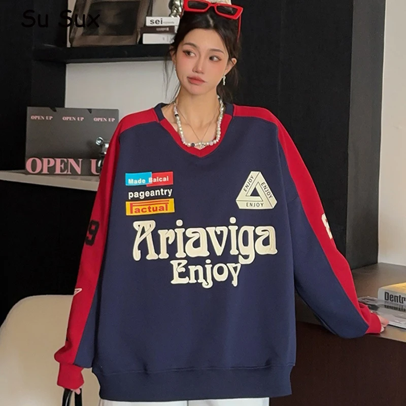 2025 Spring Letter Print Patchwork Oversized Sweatershirt Women Y2k Top Vintage American Style Loose Pullover Long Sleeve Tops
2025 Spring Letter Print Patchwork Oversized Sweatershirt Women Y2k Top Vintage American Style Loose Pullover Long Sleeve Tops