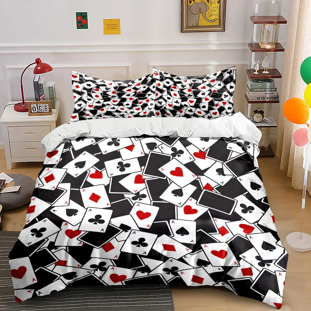 Stacked Playing Cards Scene Duvet Cover Set with 3D Printing Design Soft Polyester Bedding Set All-Season Comfort for gifts
Stacked Playing Cards Scene Duvet Cover Set with 3D Printing Design Soft Polyester Bedding Set All-Season Comfort for gifts
