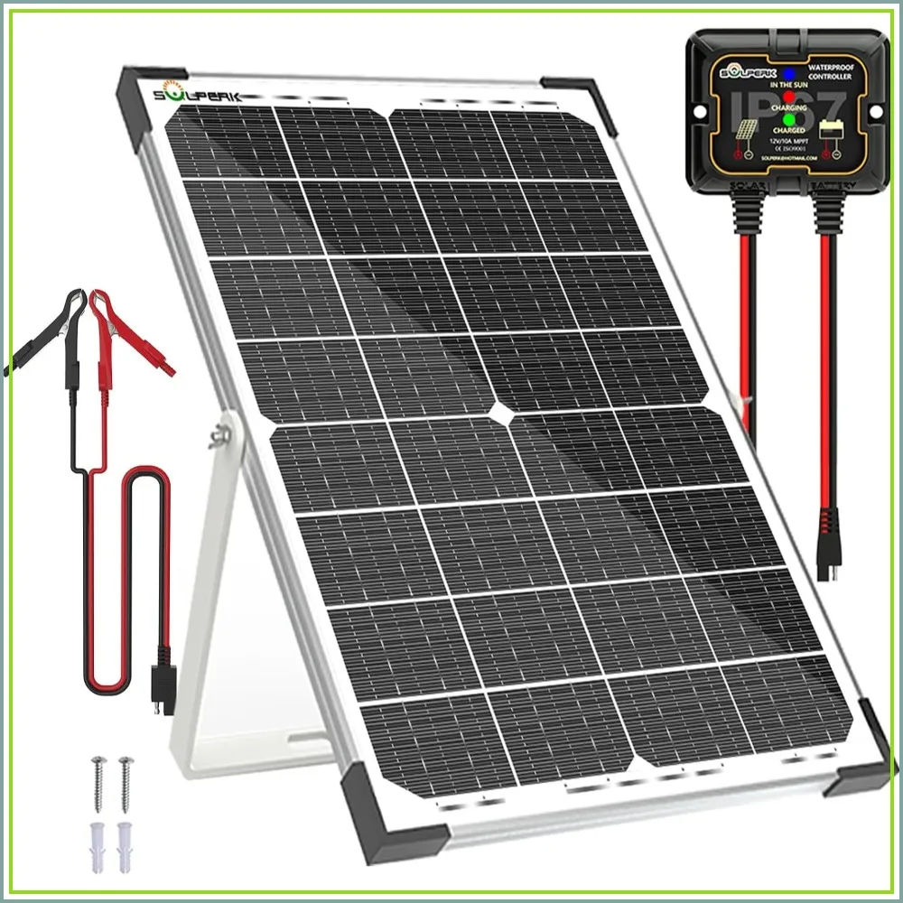 30W Solar Battery Charger MPPT Controller Adjustable Mount for Car RV Boat Motorcycle 12V Waterproof Panel Trickle Charging
30W Solar Battery Charger MPPT Controller Adjustable Mount for Car RV Boat Motorcycle 12V Waterproof Panel Trickle Charging