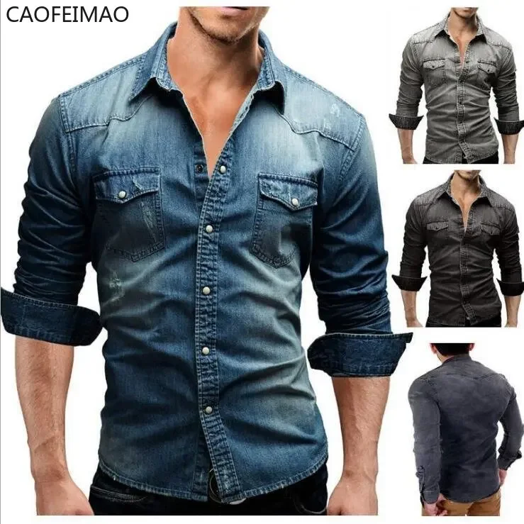 2025 New Men's Shirt Business Casual Single Breasted Fashion Solid Color Men Denim Shirts Autumn Slim Lapel Male Blue Jean Tops
2025 New Men's Shirt Business Casual Single Breasted Fashion Solid Color Men Denim Shirts Autumn Slim Lapel Male Blue Jean Tops