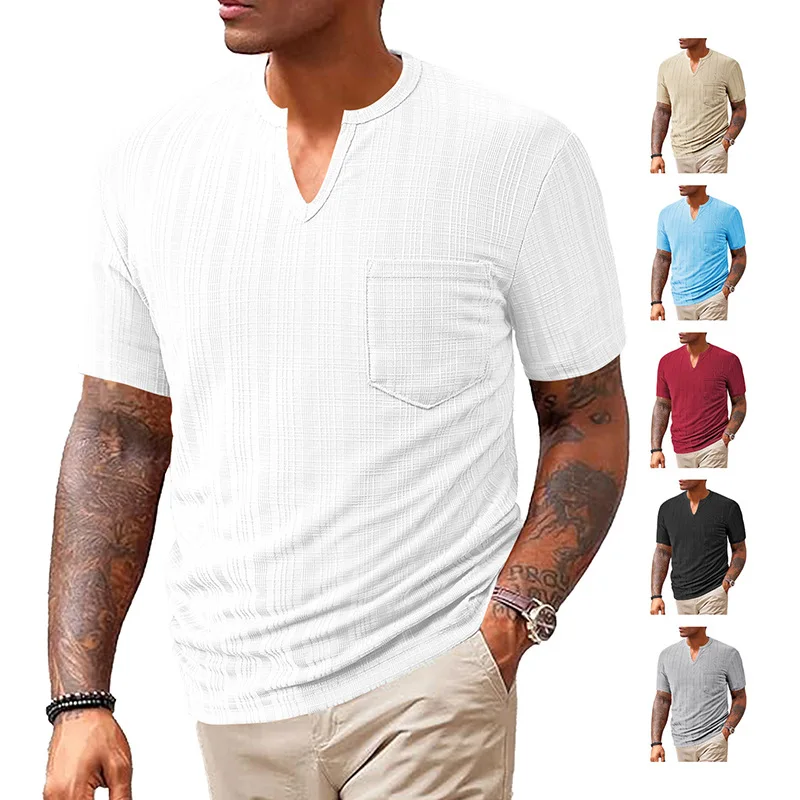 2025 Cross-Border Best Seller V-Neck Men's Summer Fashion Short-Sleeve Henley Style American Tough Guy Solid Color Slim-Fit T-Sh
2025 Cross-Border Best Seller V-Neck Men's Summer Fashion Short-Sleeve Henley Style American Tough Guy Solid Color Slim-Fit T-Sh