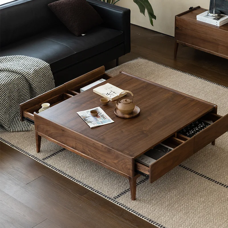 Black walnut square solid wood living room storage furniture log tea table
Black walnut square solid wood living room storage furniture log tea table