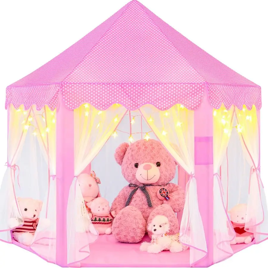 Princess Tent for Girls, Kids Play Tent with LED Star Lights, Castle Playhouse for Children Indoor Outdoor Games, 55X53 inches,
Princess Tent for Girls, Kids Play Tent with LED Star Lights, Castle Playhouse for Children Indoor Outdoor Games, 55X53 inches,