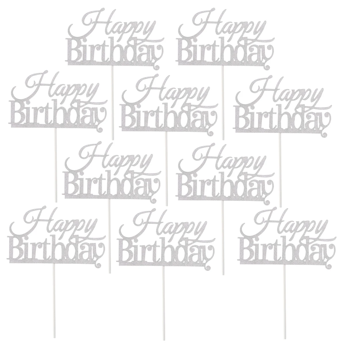10 pcs Birthday Cake Topper Happy Birthday Cake Decorations For Party Home Adults Craft Centerpiece Silver 
10 pcs Birthday Cake Topper Happy Birthday Cake Decorations For Party Home Adults Craft Centerpiece Silver