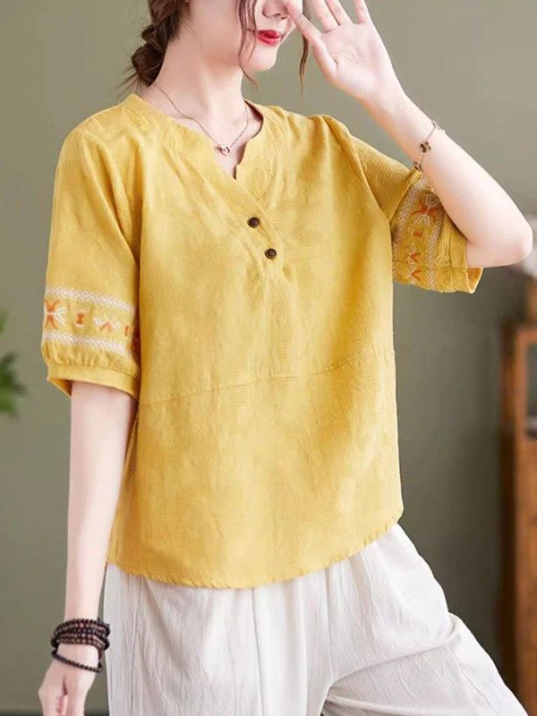 Pure Cotton Embroidered Floral Vintage Women's Top Cotton Linen Short Sleeve Loose Fit Summer Fashionable Mom Clothes
Pure Cotton Embroidered Floral Vintage Women's Top Cotton Linen Short Sleeve Loose Fit Summer Fashionable Mom Clothes