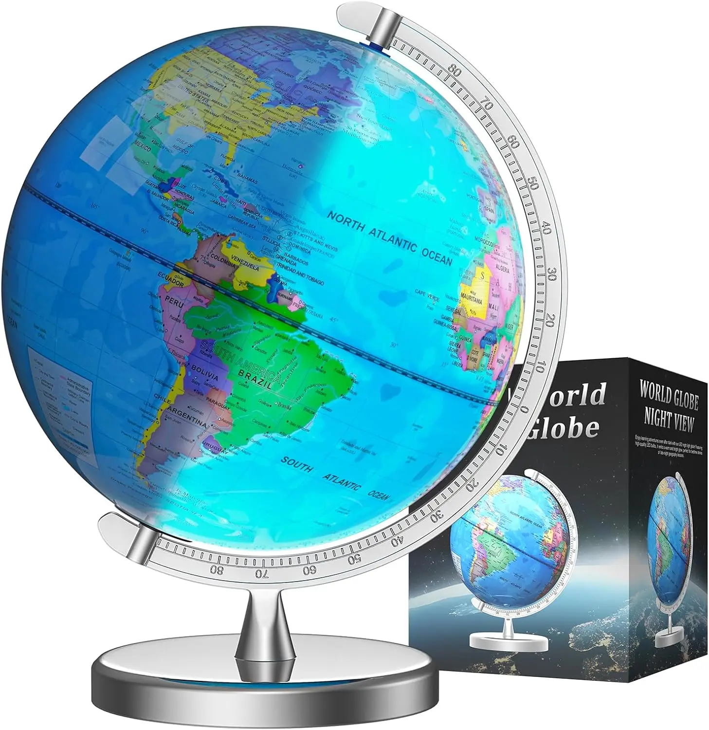 12-Inch Illuminated World Globe, Dual Mode Night Light, Educational STEM Toy for Kids & Adults, Sturdy Metal Base
12-Inch Illuminated World Globe, Dual Mode Night Light, Educational STEM Toy for Kids & Adults, Sturdy Metal Base