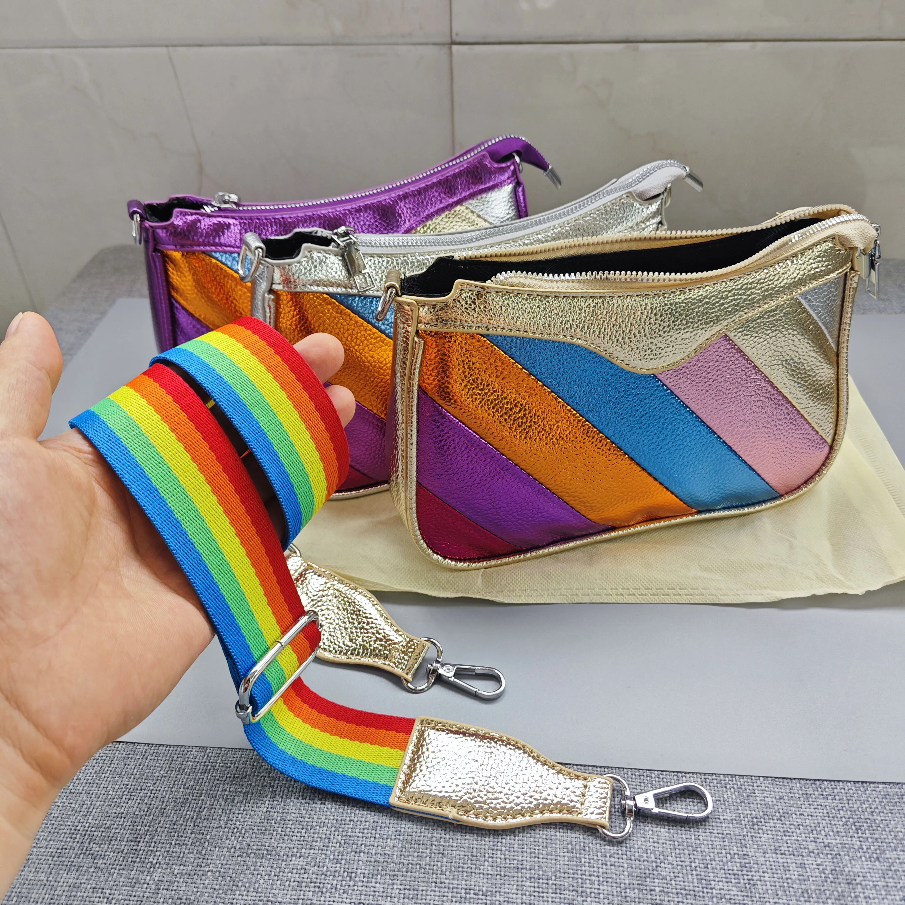 Rainbow Dumpling Bag with Adjustable Strap, Fashion Portable Ladies Backpack & Cosmetic Purse
Rainbow Dumpling Bag with Adjustable Strap, Fashion Portable Ladies Backpack & Cosmetic Purse
