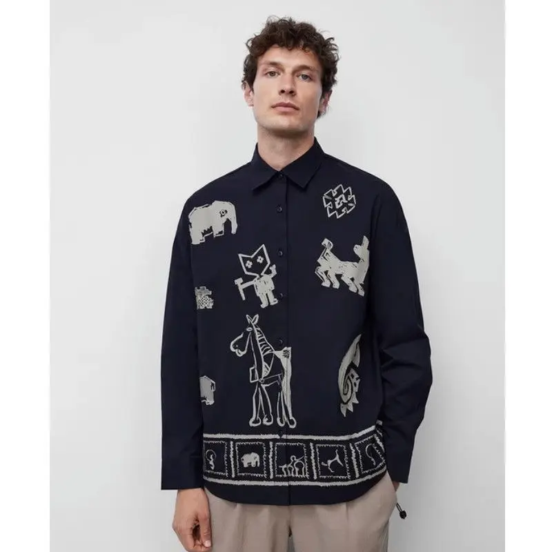 New Men's Casual Style Printed Personalized Long Sleeved Shirt Simple and Versatile Top
New Men's Casual Style Printed Personalized Long Sleeved Shirt Simple and Versatile Top