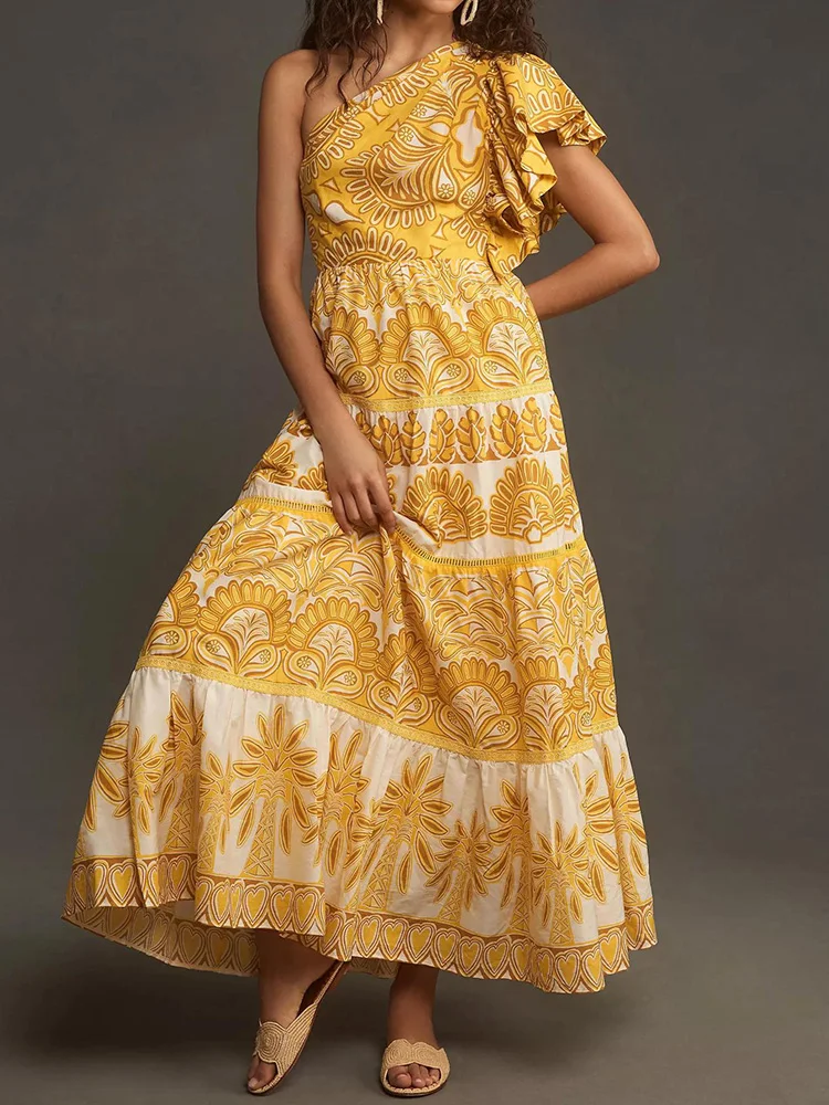 Ruffle Sleeveless One Shoulder Party Dress, Women Summer Holiday Backless Patchwork Maxi Dress, New Printed Elegant Ladies Dress
Ruffle Sleeveless One Shoulder Party Dress, Women Summer Holiday Backless Patchwork Maxi Dress, New Printed Elegant Ladies Dress